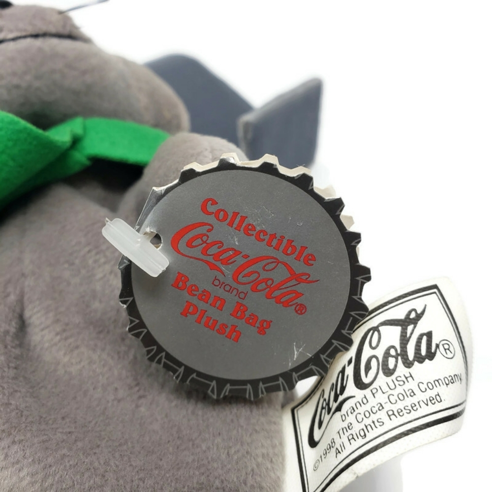 Vintage Collectable Coca-Cola Bean Bag Plush Seal in Green Scarf - Picture 5 of 6